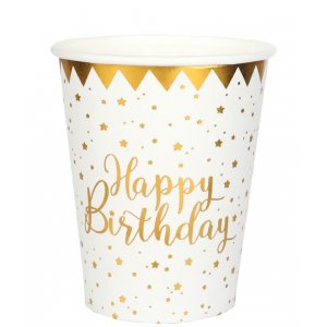Pappmuggar - Happy Birthday - Guldstjärnor - 10-pack