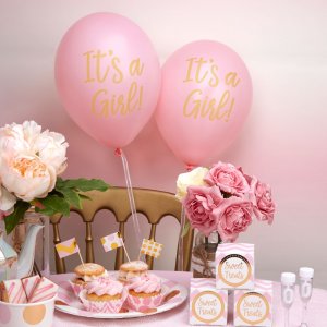 Ballonger - It s a girl - Rosa/Guld - 8-pack