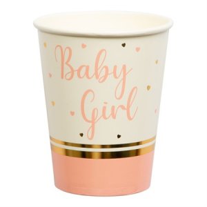 Pappmuggar - Baby girl - Rosa/Vit/Guld - 8-pack
