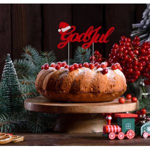 Tårtdekoration - God Jul - Röd