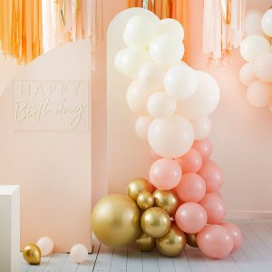 Ballongbåge - Peach & Gold