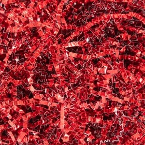 Strimlat fyllnadsspapper till presentpåsar/askar- Röd metallic - 50 g