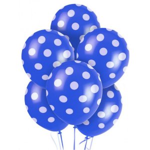 Ballonger - Blå med vita prickar - 6-pack