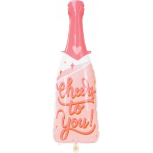 Folieballong - Rosa Champagneflaska - Cheers to you