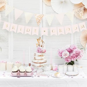 Vimpel - Bride Groom - Ljusrosa/Guld