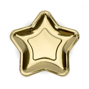 Små tallrikar - Stjärna - Guld - 6-pack