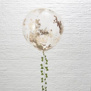 Jätteballonger - Konfetti - Roséguld - 3-pack