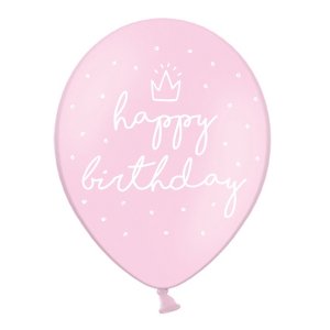 Ballonger - Babyrosa - Happy Birthday - 6-pack