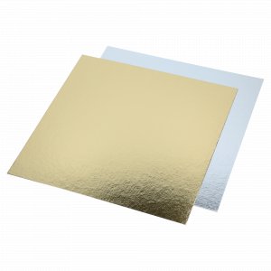 Tårtbricka - Kvadrat - Guld/Silver - 30 x 30 cm