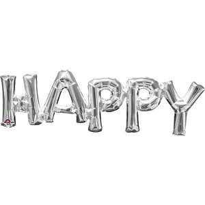 Folieballong - Happy - Silver