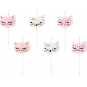Tårtljus - Cat Party - 6-pack