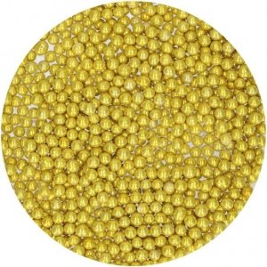 Sockerpärlor - Mellan 4 mm - Metallic Guld - Funcakes - 80 g
