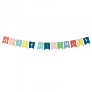 Vimpel - Happy birthday - Färgglad/Guld