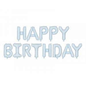 Ballonggirlang - Happy Birthday - Ljusblå
