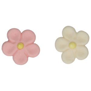 Marsipanblommor - Vit/rosa - Funcakes - 12 st