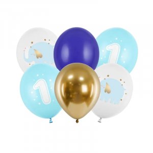 Ballongbukett - 1st Birthday - Elefant/Blå - 6-pack