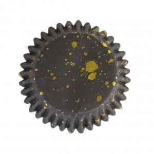 Muffinsformar - Folie - Svart/Guldstänk - 30-pack