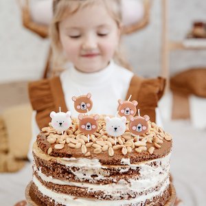 Tårtljus - Birthday Bear - 6-pack