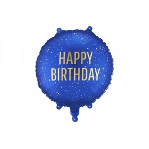 Folieballong - Happy Birthday - Marinblå