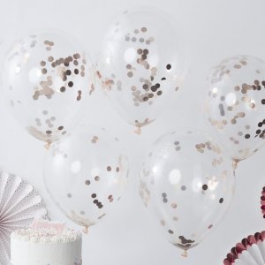 Konfettiballonger - Roséguld - 5-pack