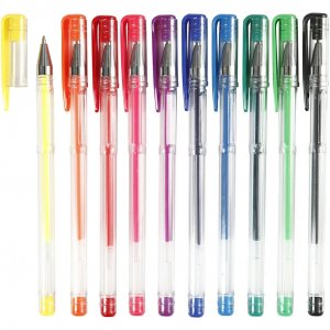 Gel Kulspetspennor - 10-pack - Mixade färger