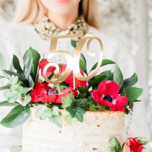 Cake topper - 50 - Guldmetallic