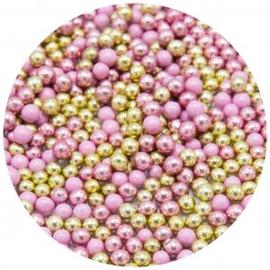 Chokladpärlor/Choco Dragées - Rosa/Guld - Happy Sprinkles - 80g