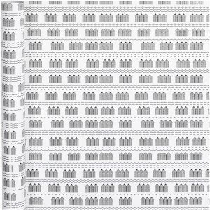 Presentpapper - Hus - Svart/Vitt - 70cm brett, 4m långt