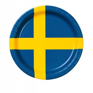 Papperstallrik - Svenska flaggan - 8 st