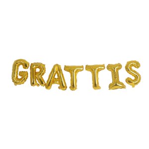 Folieballong - Grattis - Guld - 40 cm