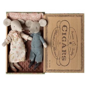 Mormor & Morfar mus i cigarrlåda - Maileg
