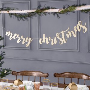 Girlang - Trä - Merry Christmas