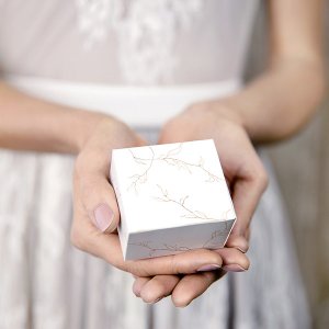 Presentaskar - Branches - Vit/Guld - 10-pack