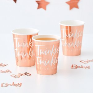 Pappmuggar - Twinkle Twinkle - Roséguld - 8-pack