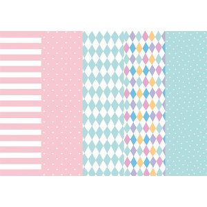 Presentpapper - Rosa/mint - 5 st ark, 5 m