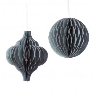 Julgranskulor - Sass & Belle - Honeycombs - Grå - 2-pack