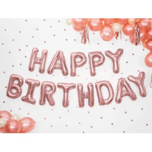 Ballonggirlang - Happy Birthday - Roséguld