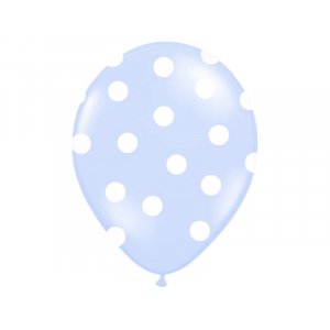 Ballonger - Ljusblå med vita prickar - 6-pack