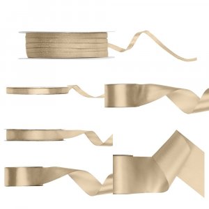 Satinband - Cold Gold - (Bredd: 3 mm) - 50 meter