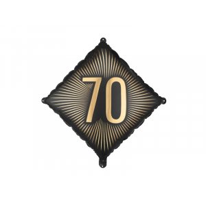 Folieballong - Kvadrat - Svart/Guld - 70