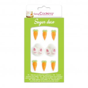 Sockerdekorationer - Kanin/Morot - 8-pack