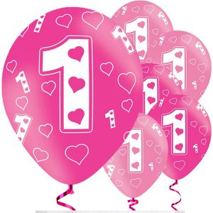 Ballonger - No 1 - Rosa/Hjärtan - 6-pack