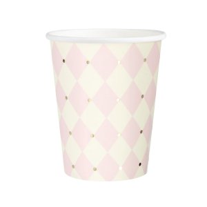Pappmuggar - Rutor - Rosa/Guld - 6-pack