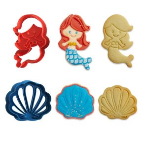 Utstickare med prägling - Mermaid & snäcka - Decora - 2-pack