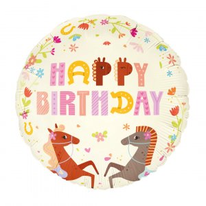 Folieballong - 45 cm - Happy Birthday - Hästparty