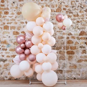 Ballongbåge - Pampas - Vit/Peach/Roséguld