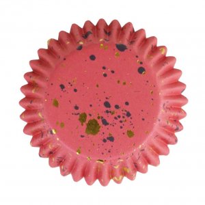 Muffinsformar - Folie - Röd/Guldstänk - 30-pack