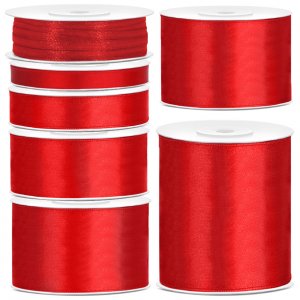 Satinband - 25 m - Rött - Bredd: 6 mm