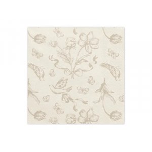 Servetter - Floral - Beige - 12-pack