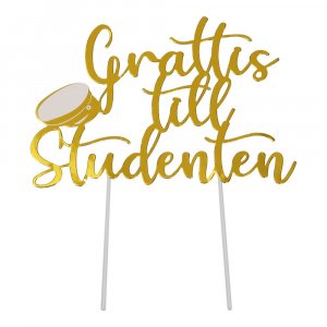 Cake topper - Grattis till studenten - Guld